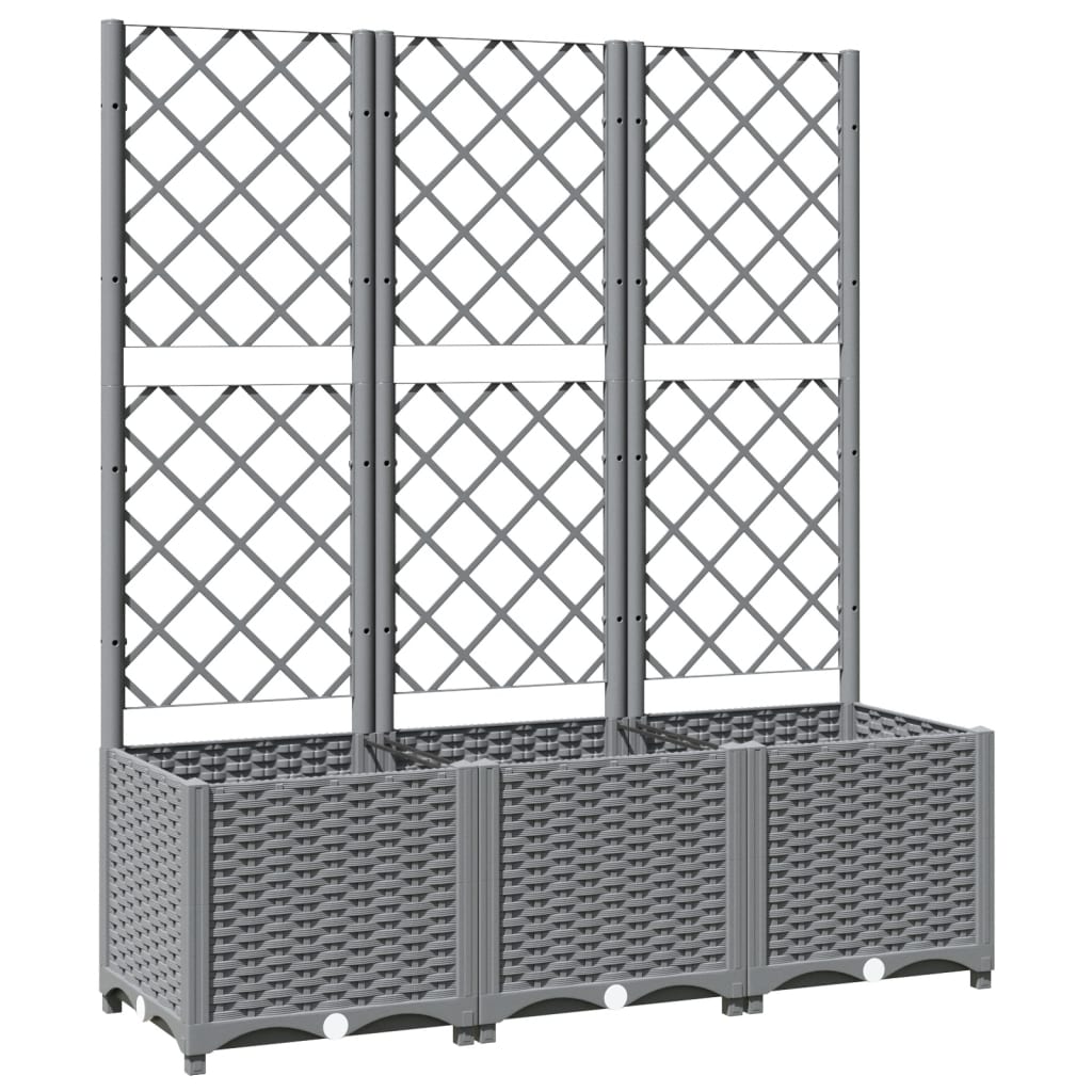 Vrtna sadilica s rešetkom svjetlosiva 120 x 40 x 136 cm PP