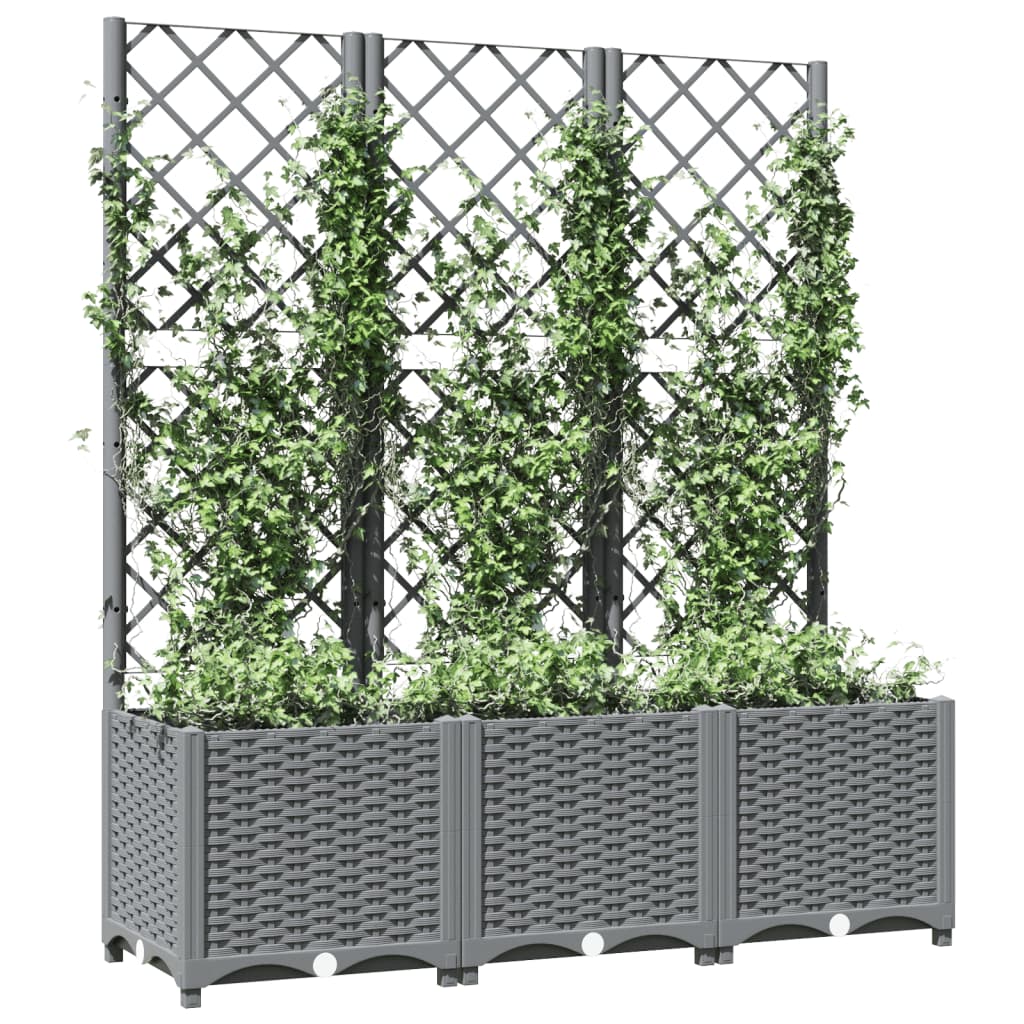 Vrtna sadilica s rešetkom svjetlosiva 120 x 40 x 136 cm PP