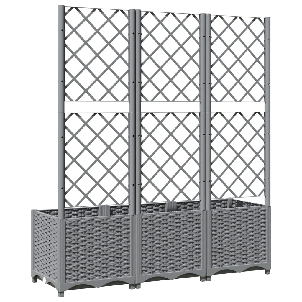 Vrtna sadilica s rešetkom svjetlosiva 120 x 40 x 136 cm PP