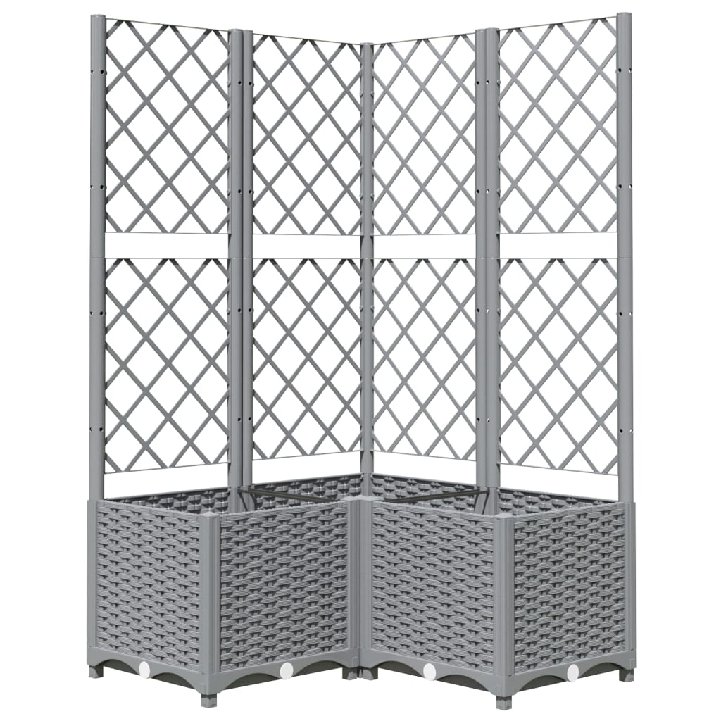 Vrtna sadilica s rešetkom svjetlosiva 80x80x136 cm PP