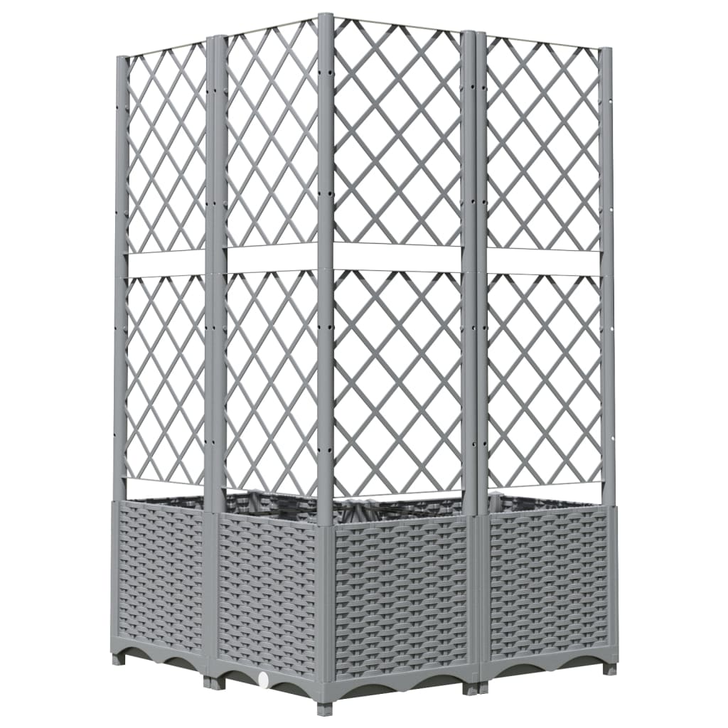 Vrtna sadilica s rešetkom svjetlosiva 80x80x136 cm PP