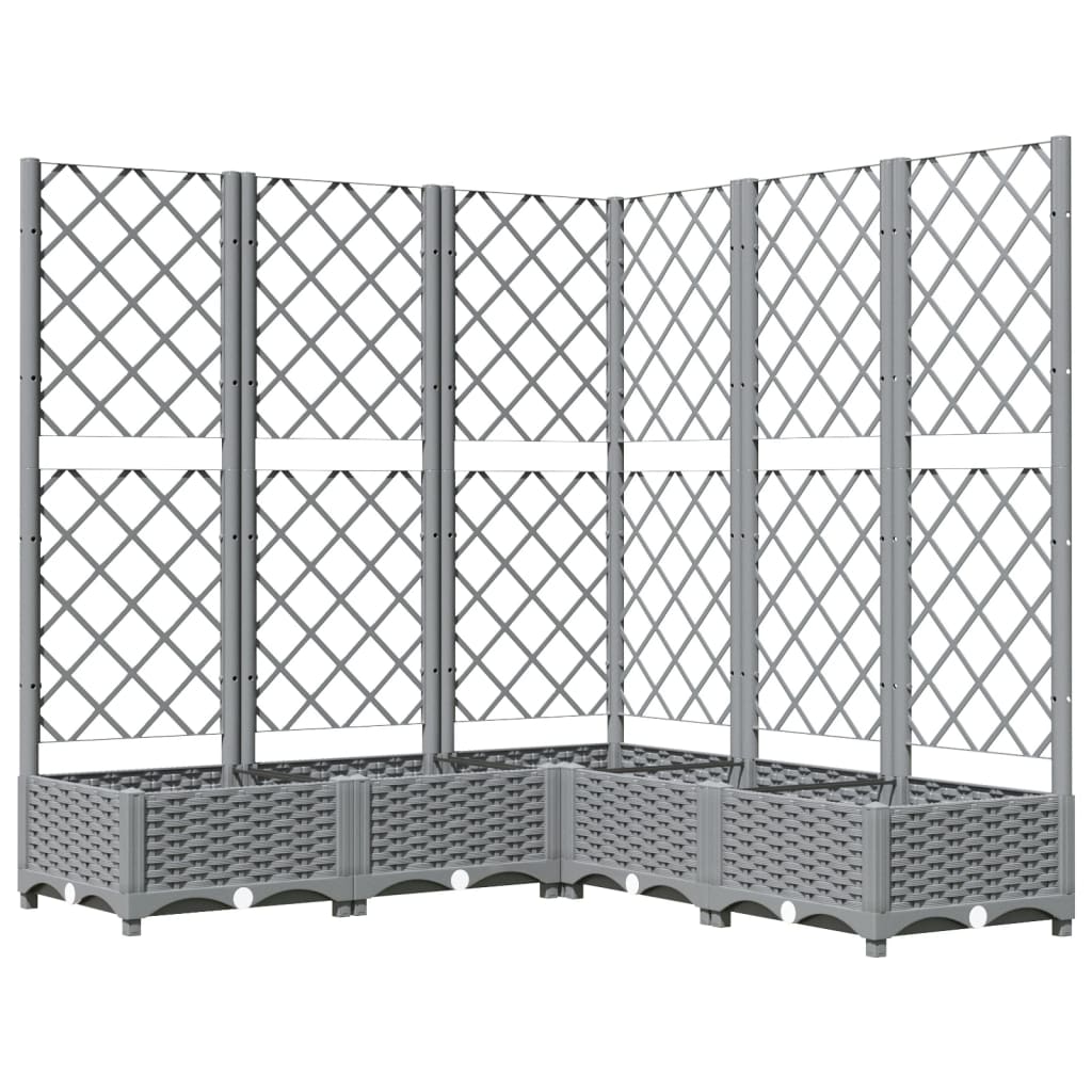 Vrtna sadilica s rešetkom svjetlosiva 120x120x121,5 cm PP
