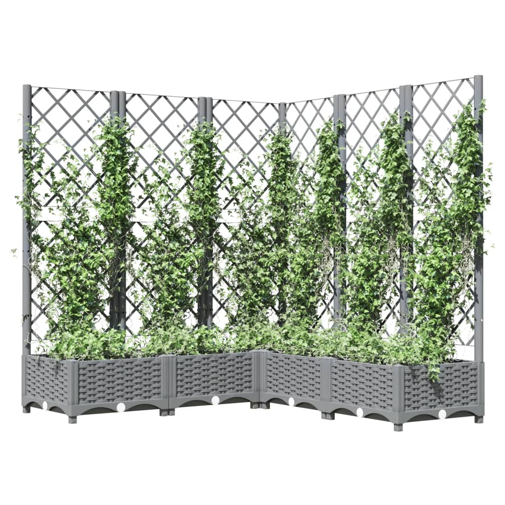 Vrtna sadilica s rešetkom svjetlosiva 120x120x121,5 cm PP