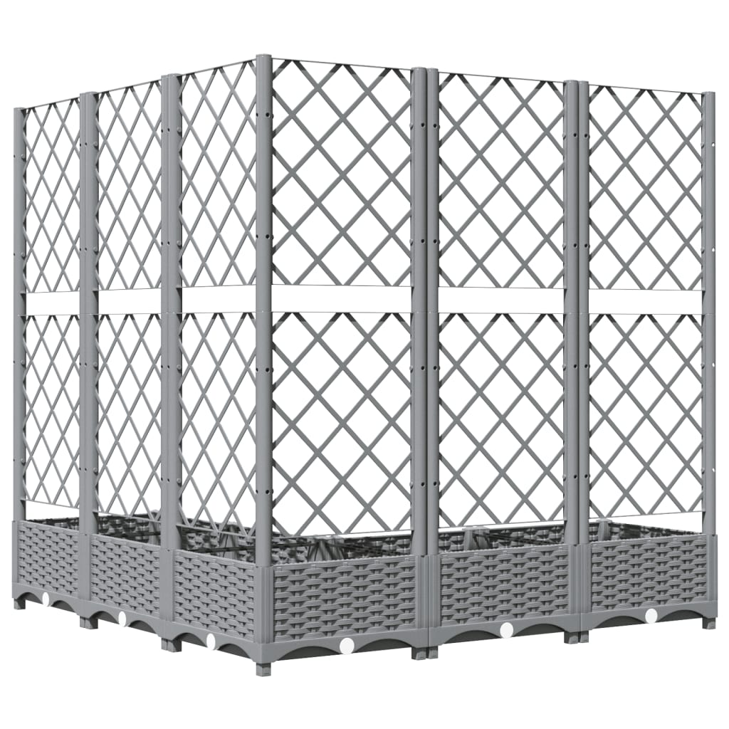 Vrtna sadilica s rešetkom svjetlosiva 120x120x121,5 cm PP