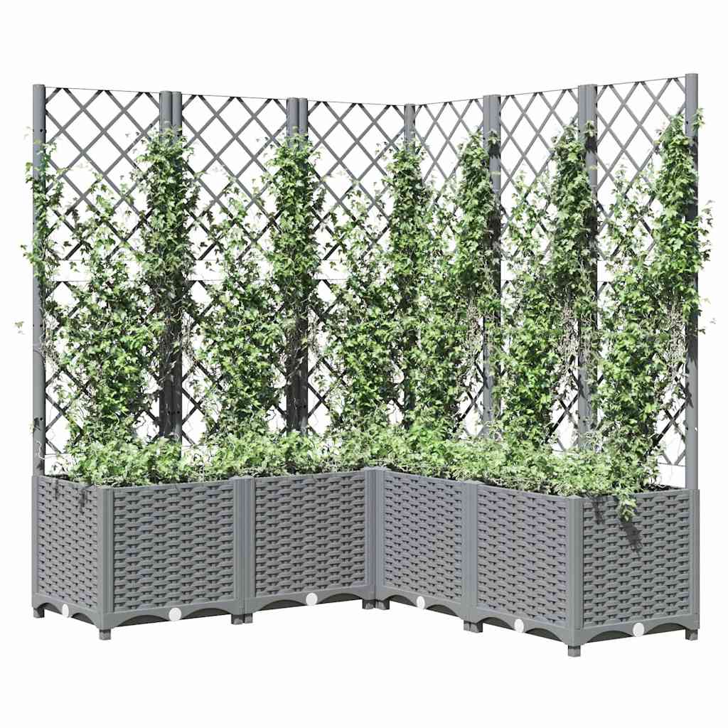 Vrtna sadilica s rešetkom svjetlosiva 120 x 120 x 136 cm PP