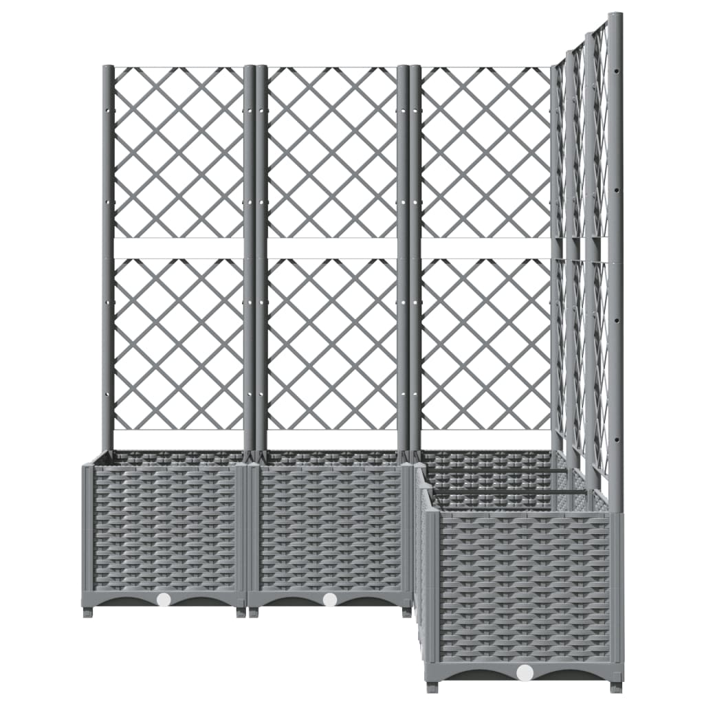 Vrtna sadilica s rešetkom svjetlosiva 120 x 120 x 136 cm PP