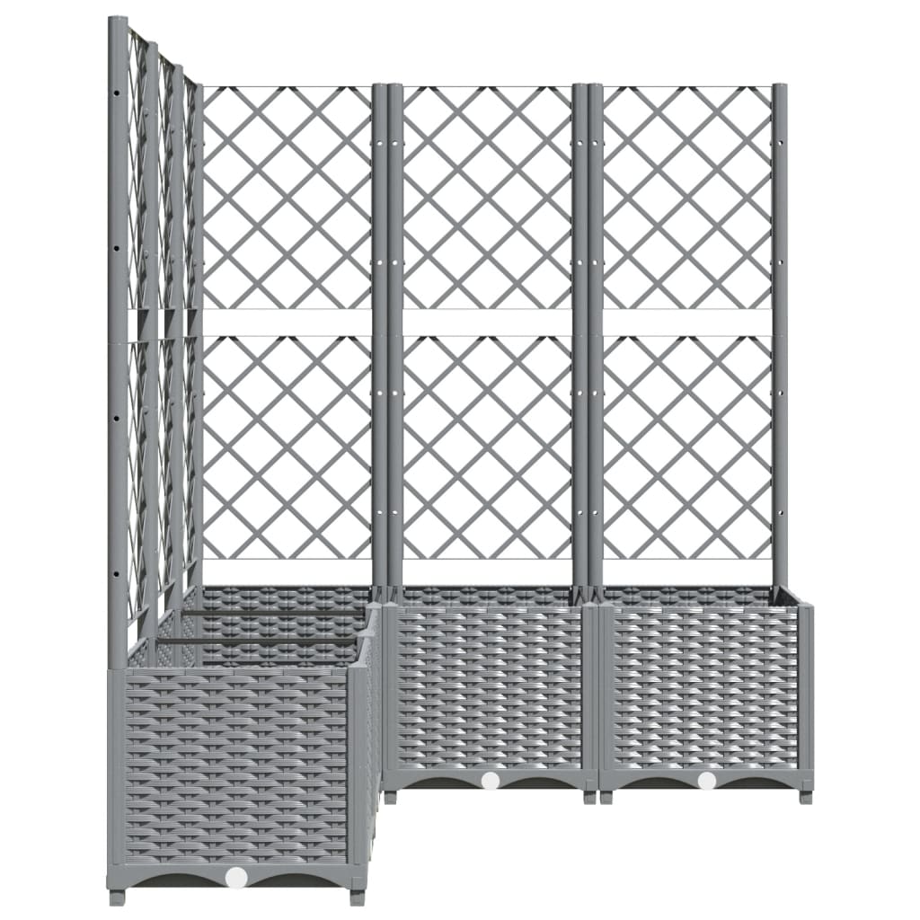 Vrtna sadilica s rešetkom svjetlosiva 120 x 120 x 136 cm PP