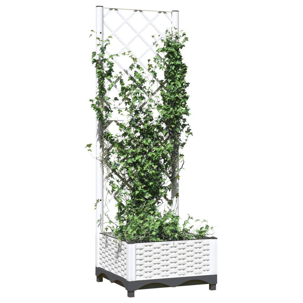Vrtna sadilica s rešetkom bijela 40 x 40 x 121,5 cm PP