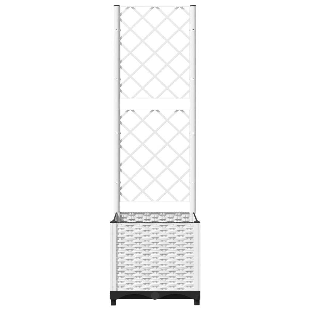 Vrtna sadilica s rešetkom bijela 40 x 40 x 136 cm PP
