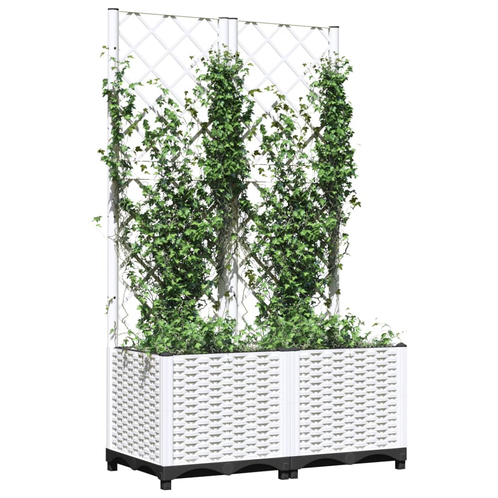 Vrtna sadilica s rešetkom bijela 80 x 40 x 136 cm PP
