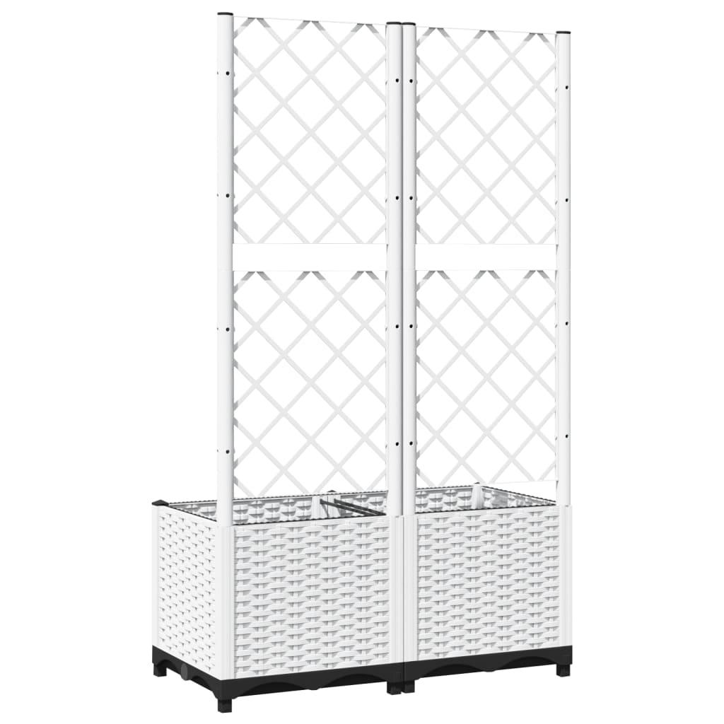 Vrtna sadilica s rešetkom bijela 80 x 40 x 136 cm PP