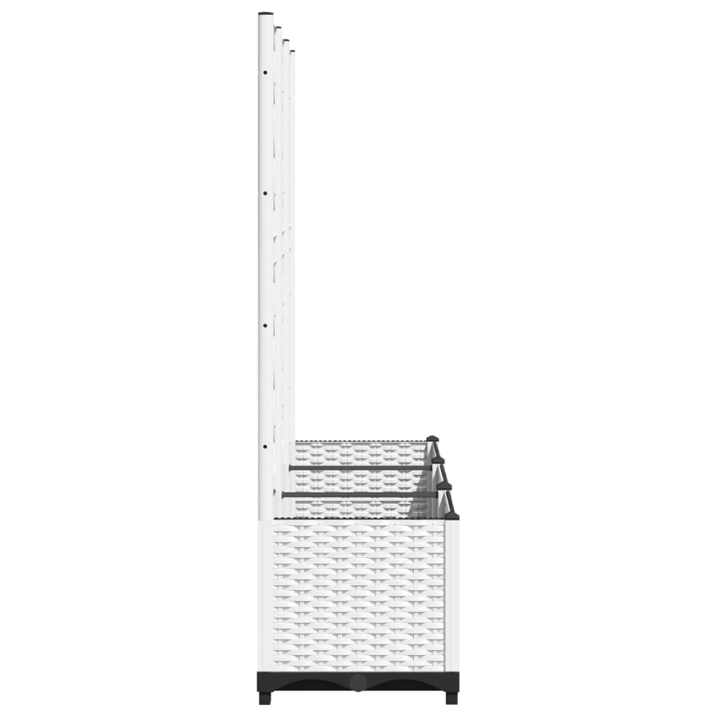 Vrtna sadilica s rešetkom bijela 120 x 40 x 136 cm PP