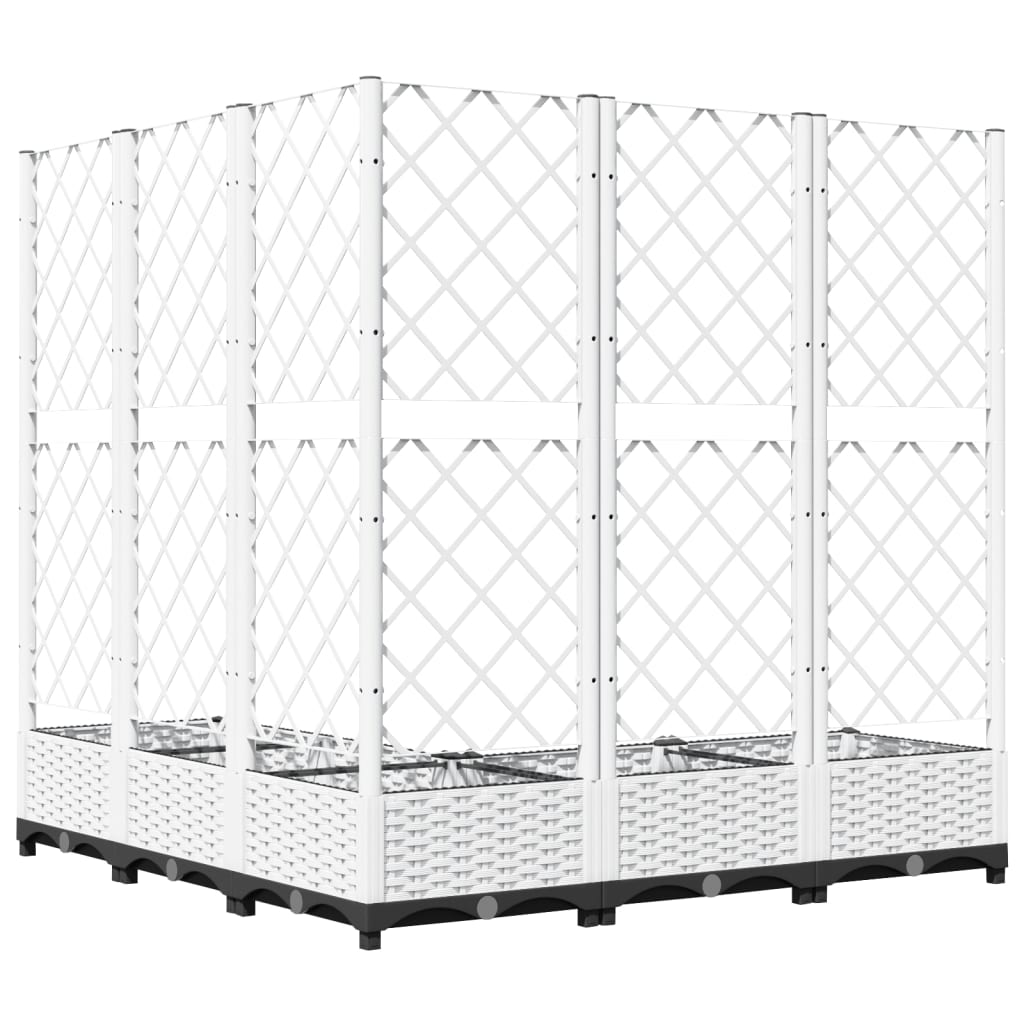 Vrtna sadilica s rešetkom bijela 120 x 120 x 121,5 cm PP