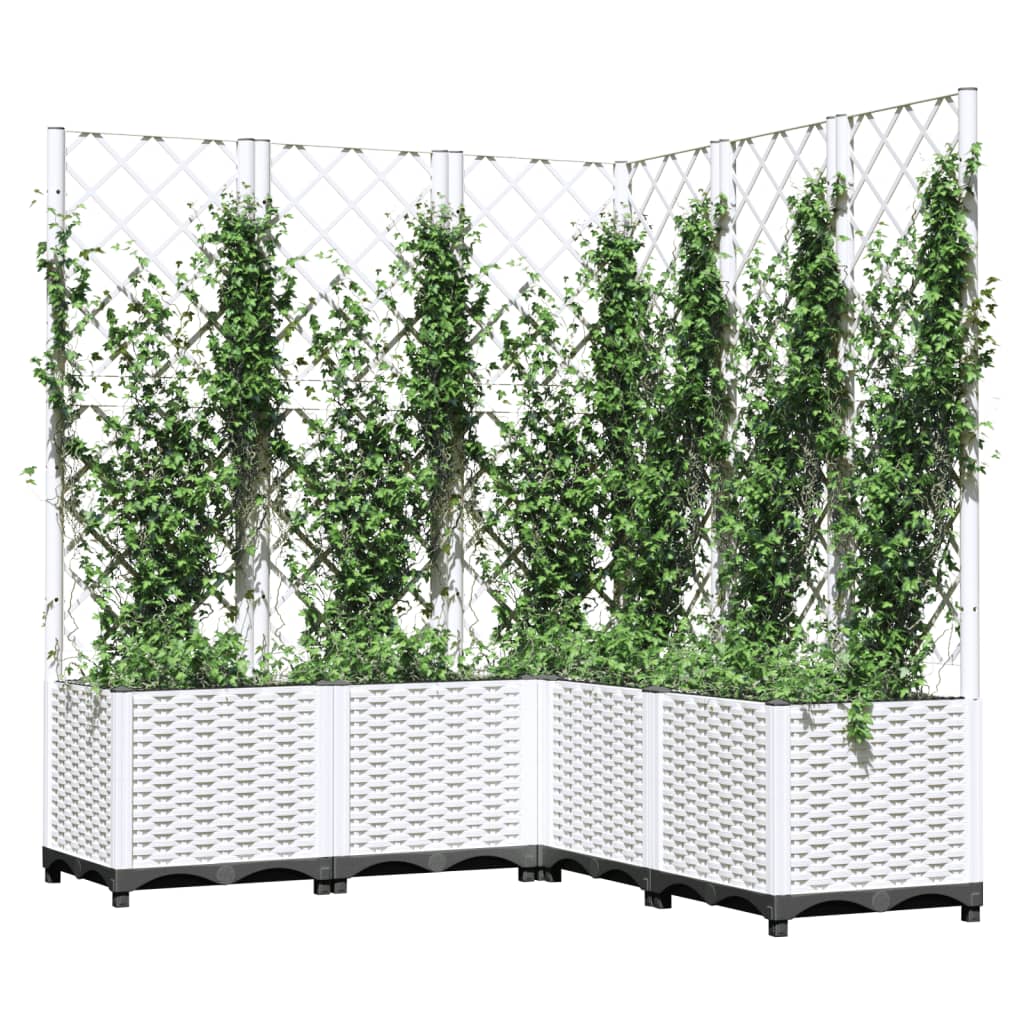 Vrtna sadilica s rešetkom bijela 120 x 120 x 136 cm PP