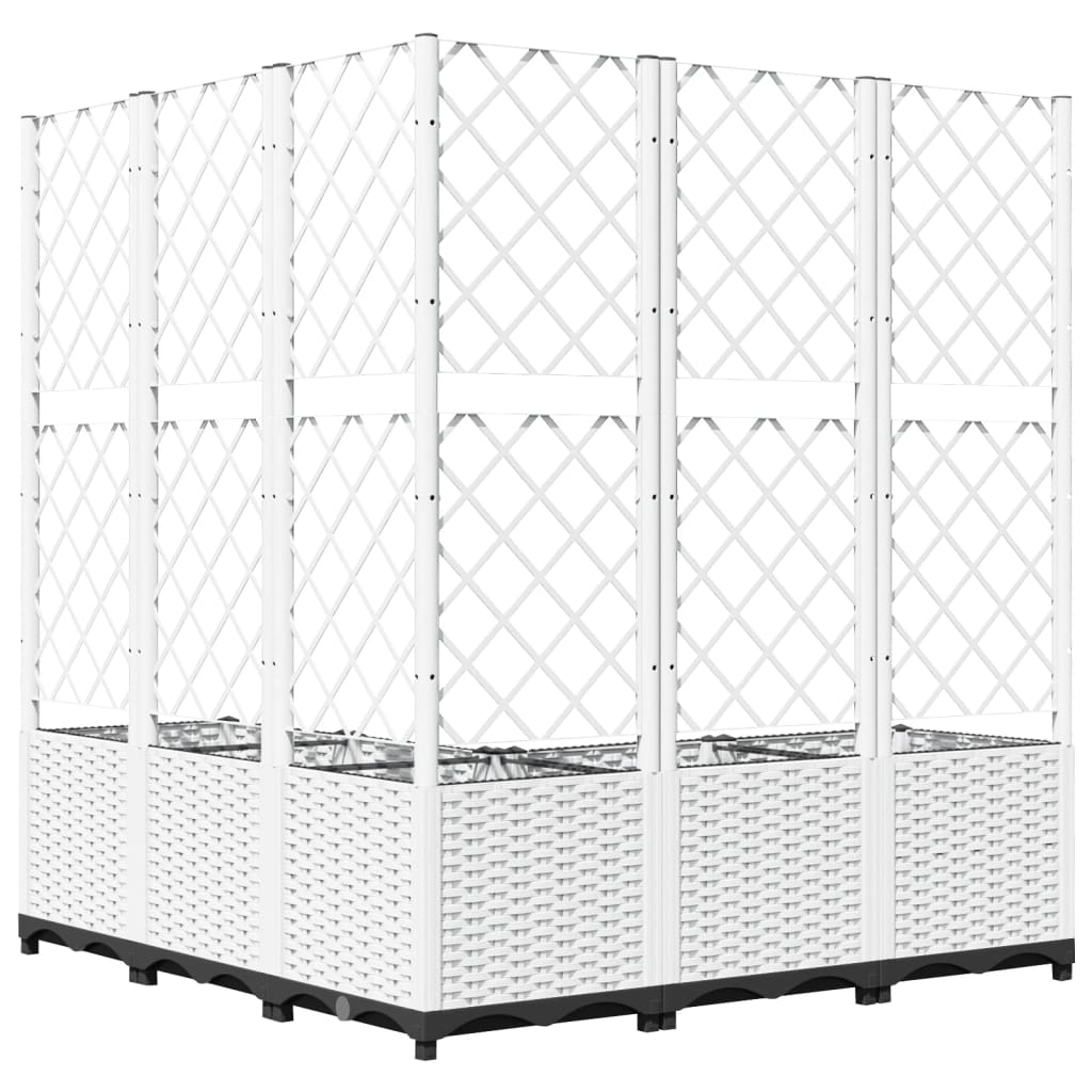 Vrtna sadilica s rešetkom bijela 120 x 120 x 136 cm PP
