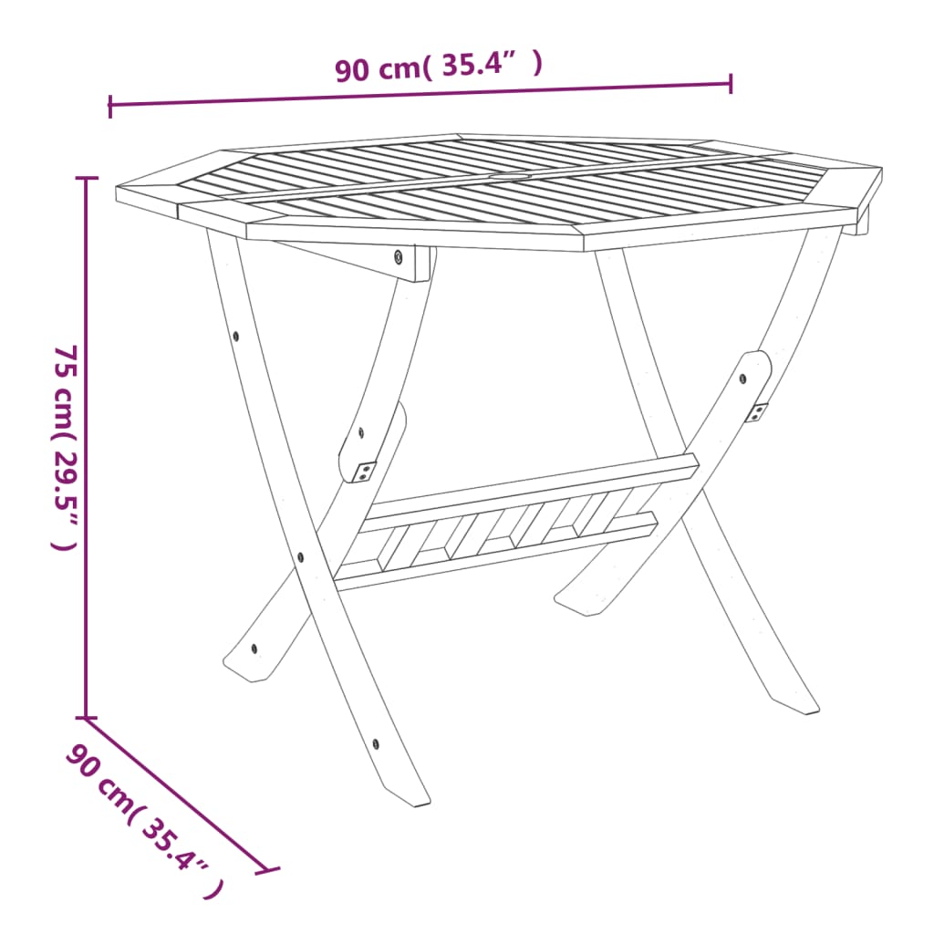Sklopivi vrtni stol 90 x 75 cm od masivnog bagremovog drva