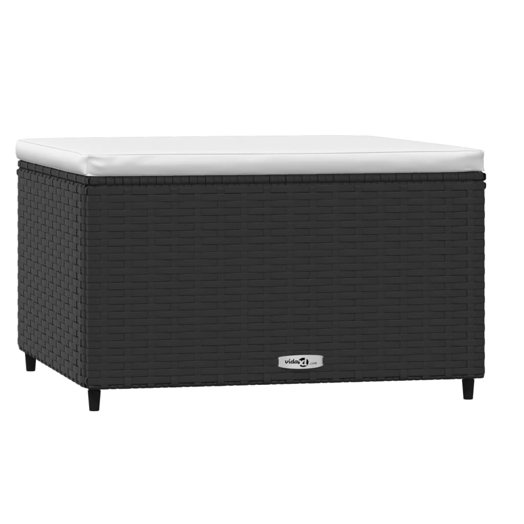 Vrtni tabure s jastukom crni od poliratana