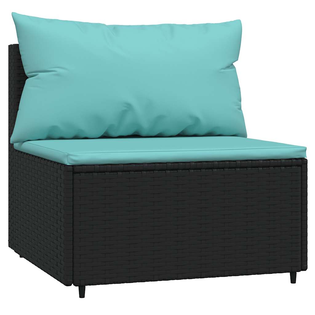 3-dijelna vrtna garnitura od poliratana s jastucima crna