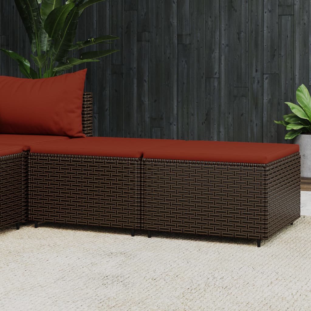 Vrtni taburei s jastucima 2 kom smeđi od poliratana