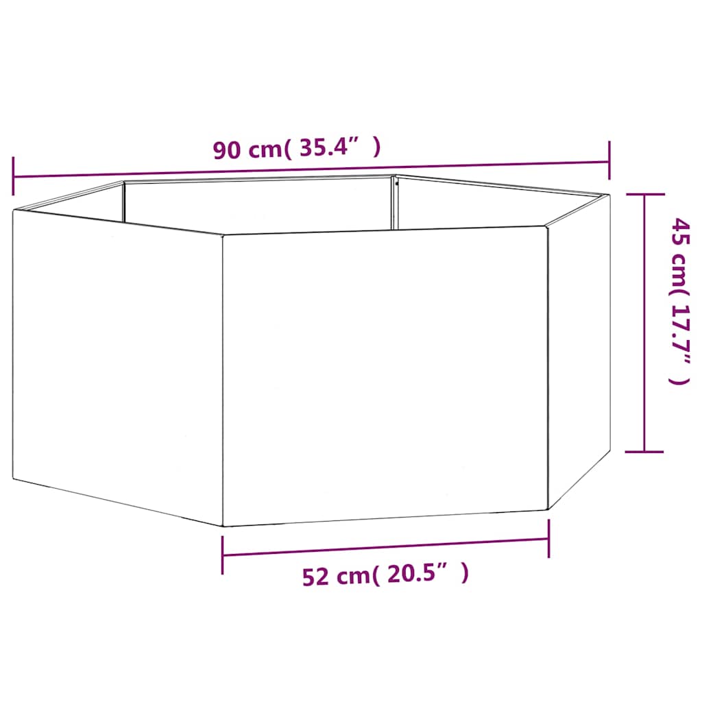 Sadilica boja hrđe 90x90x45 cm od čelika COR-TEN