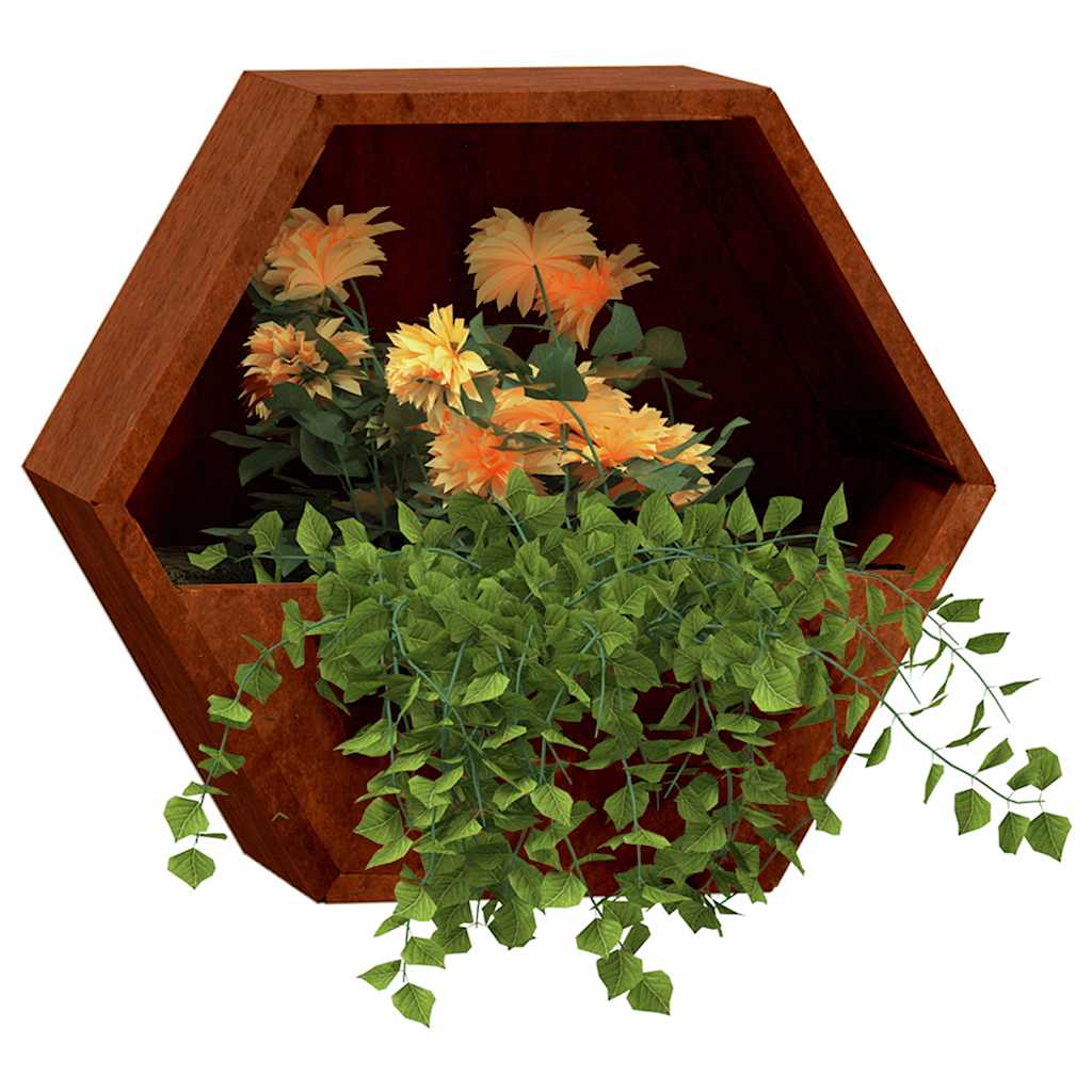 Zidne sadilice 2 kom boja hrđe od čelika COR-TEN 30x10x25 cm