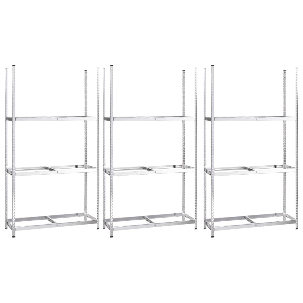 Stalci za gume s 3 razine 3 kom srebrni 110x40x200 cm čelični
