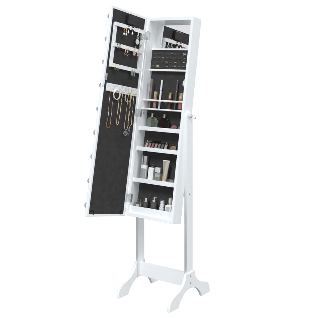Samostojeće ogledalo s LED svjetlima bijelo 34 x 37 x 146 cm