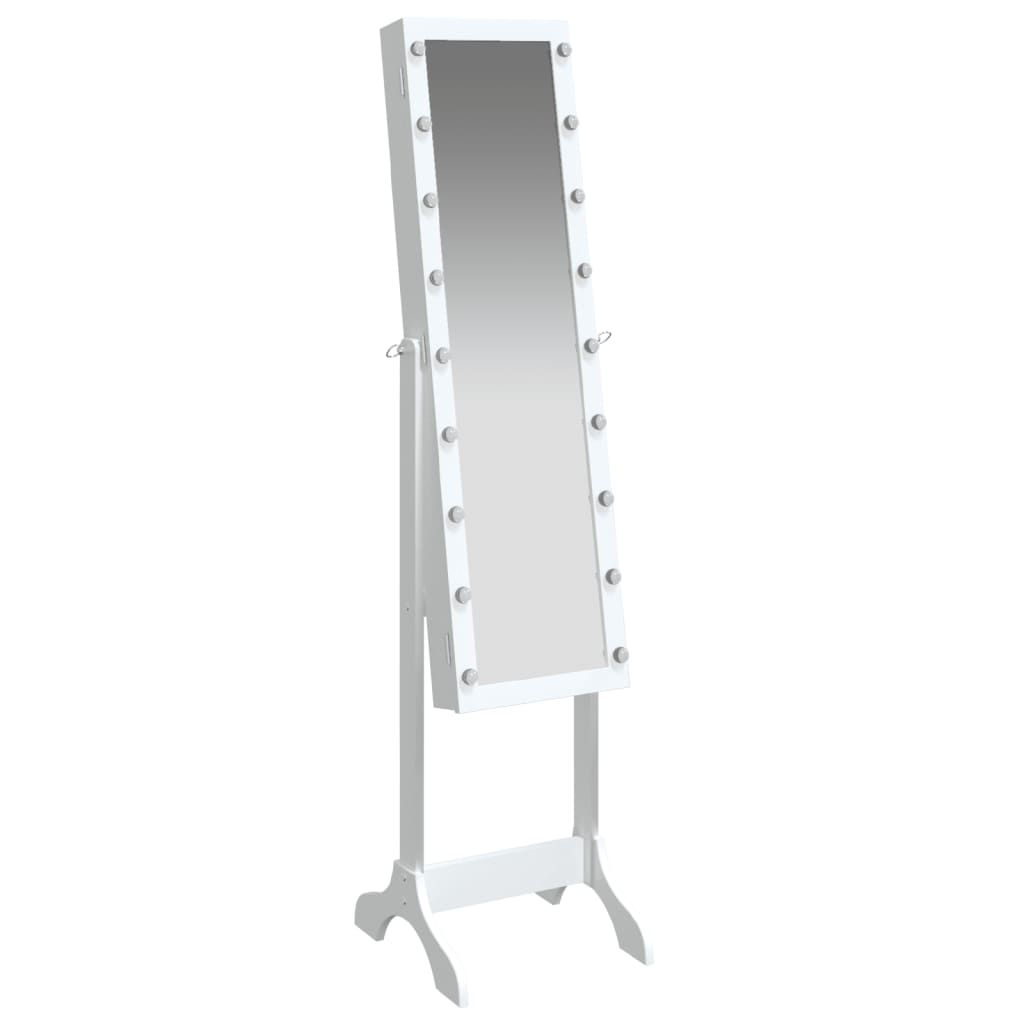 Samostojeće ogledalo s LED svjetlima bijelo 34 x 37 x 146 cm