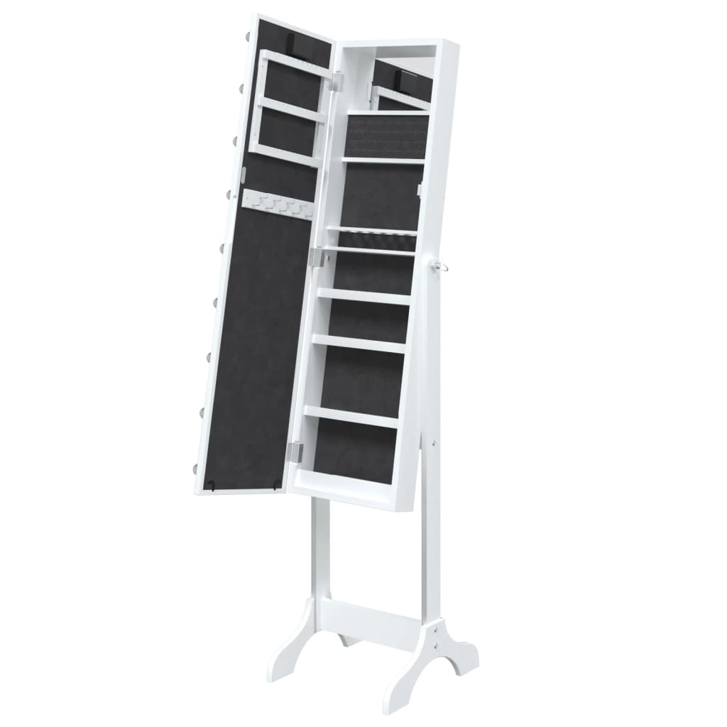 Samostojeće ogledalo s LED svjetlima bijelo 34 x 37 x 146 cm
