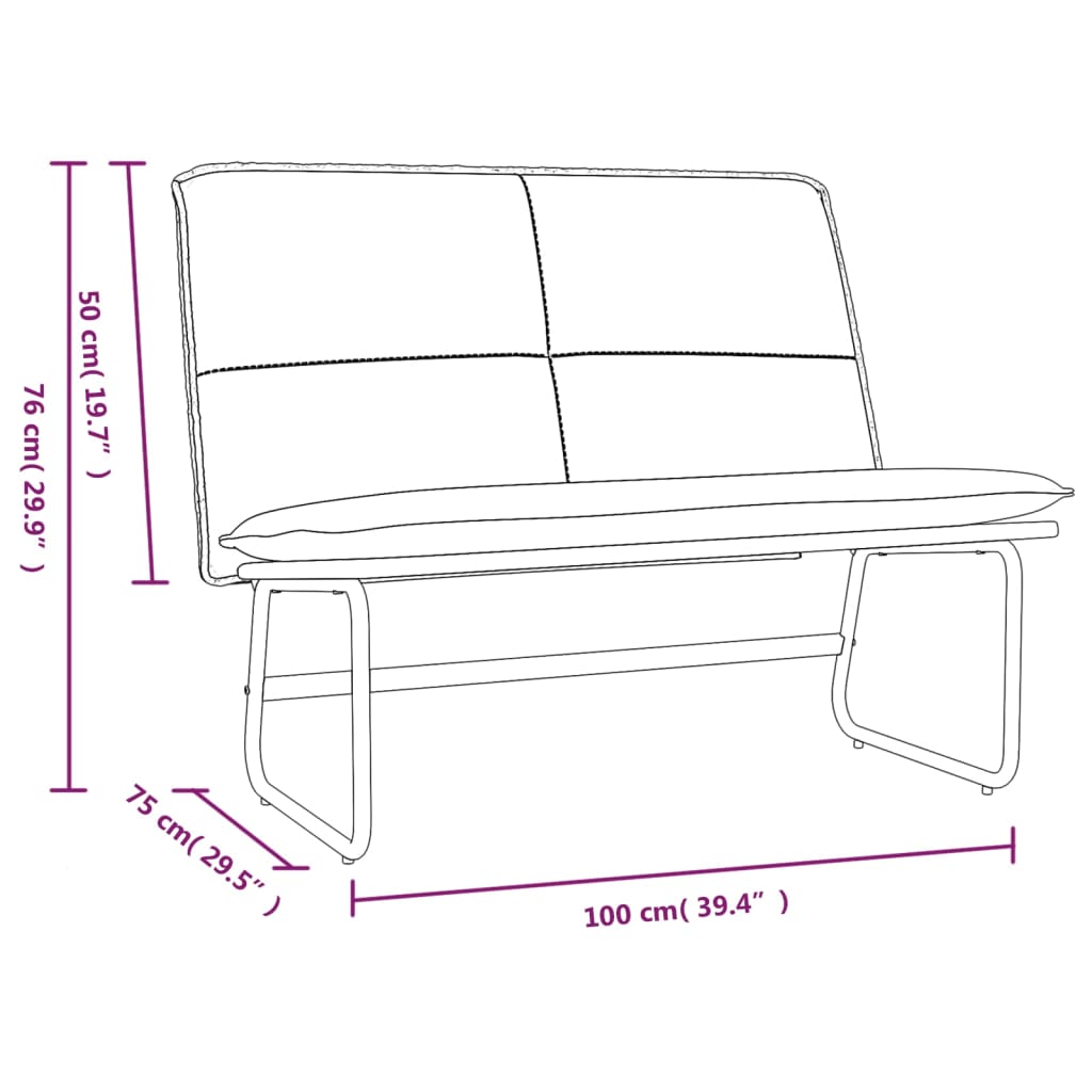 Klupa crna 100 x 75 x 76 cm od umjetne kože