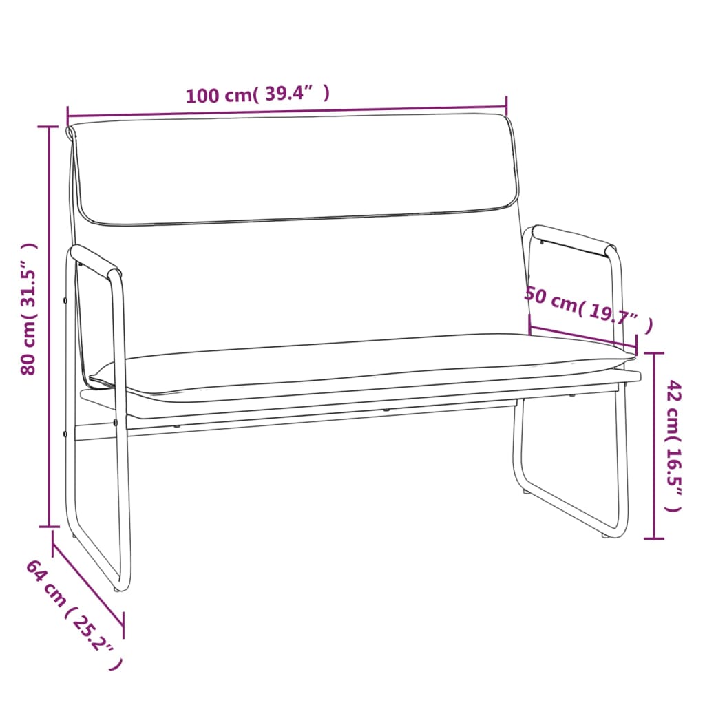 Klupa siva 100 x 64 x 80 cm od umjetne kože