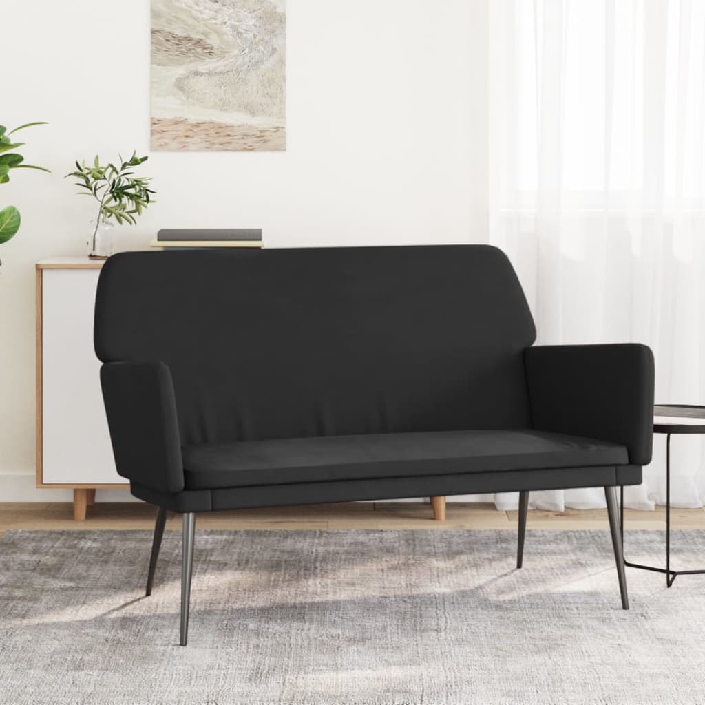 Klupa crna 108 x 35 x 41 cm baršunasta