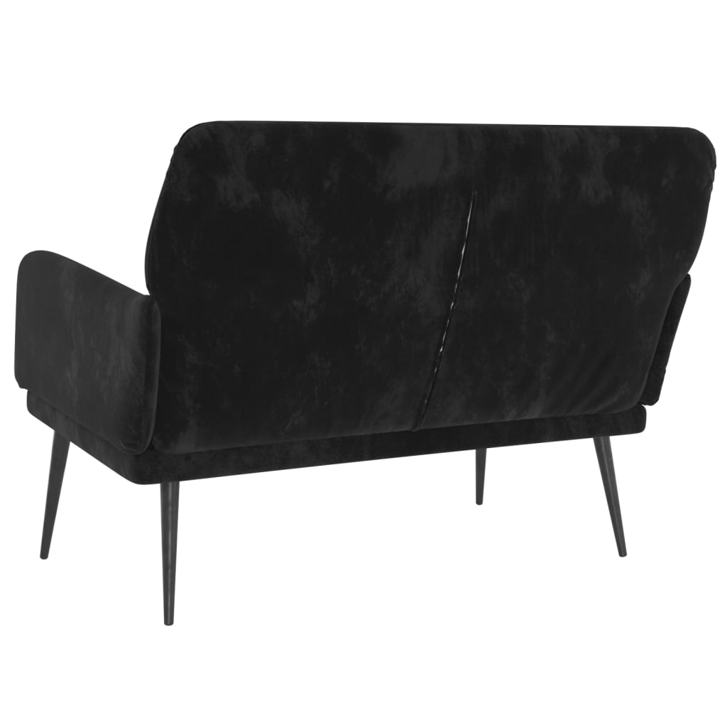 Klupa crna 108 x 35 x 41 cm baršunasta