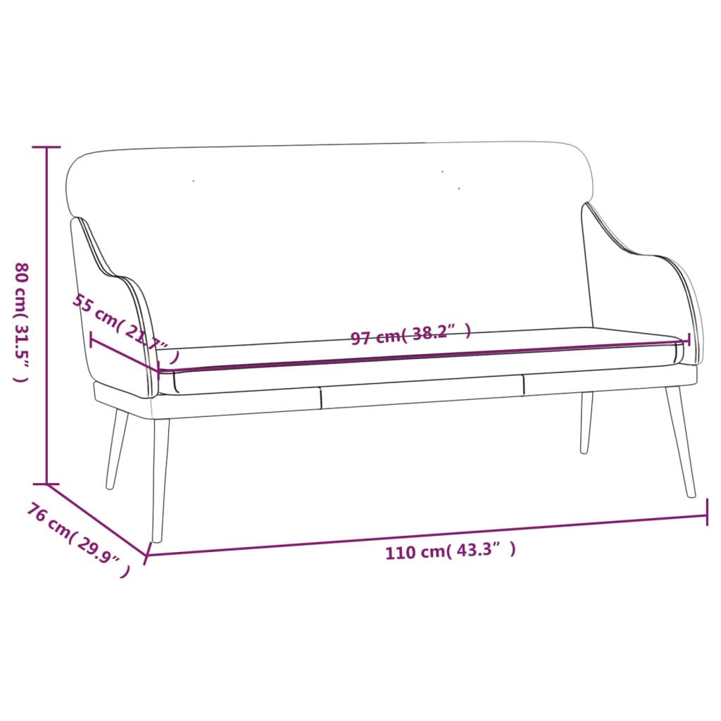 Klupa crna 110 x 76 x 80 cm od umjetne kože
