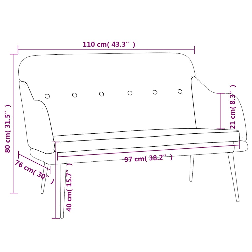 Klupa crna 110 x 76 x 80 cm od tkanine