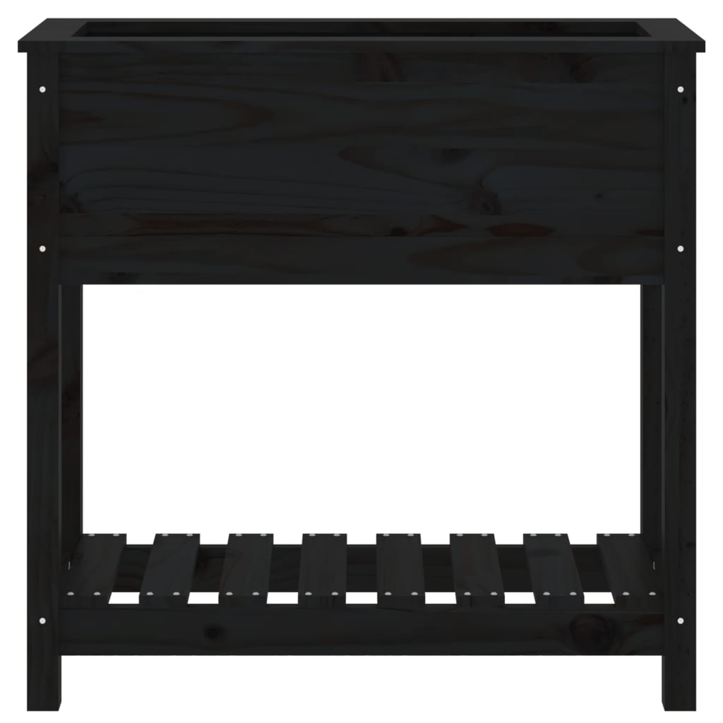 Sadilica s policom crna 82,5x34,5x81 cm od masivne borovine