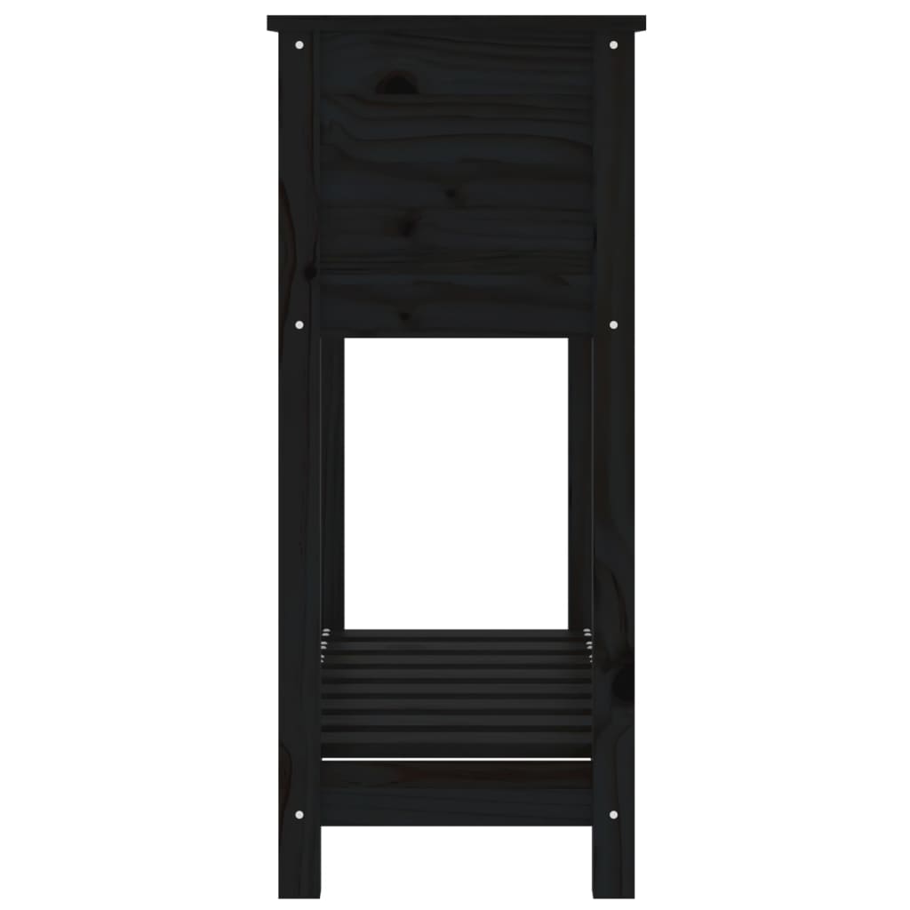 Sadilica s policom crna 82,5x34,5x81 cm od masivne borovine