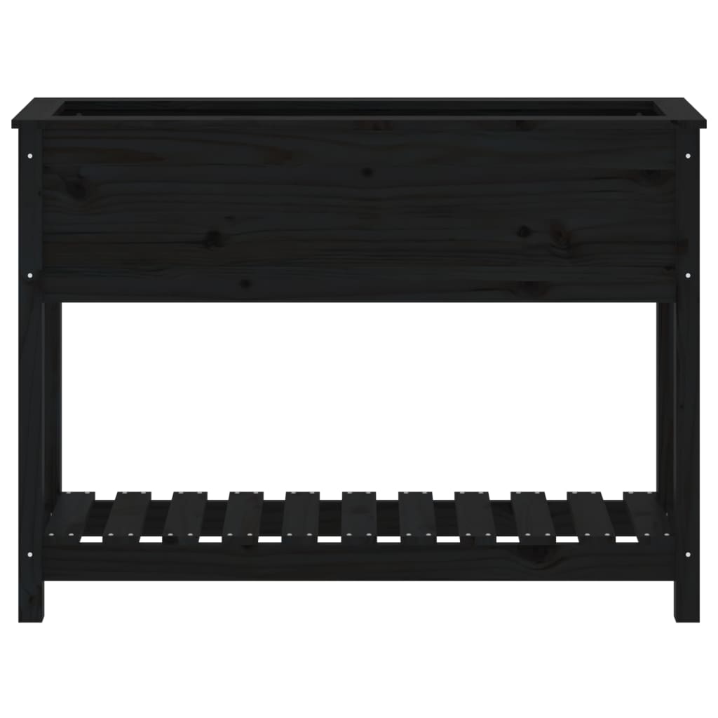 Sadilica s policom crna 111,5x34,5x81 cm od masivne borovine