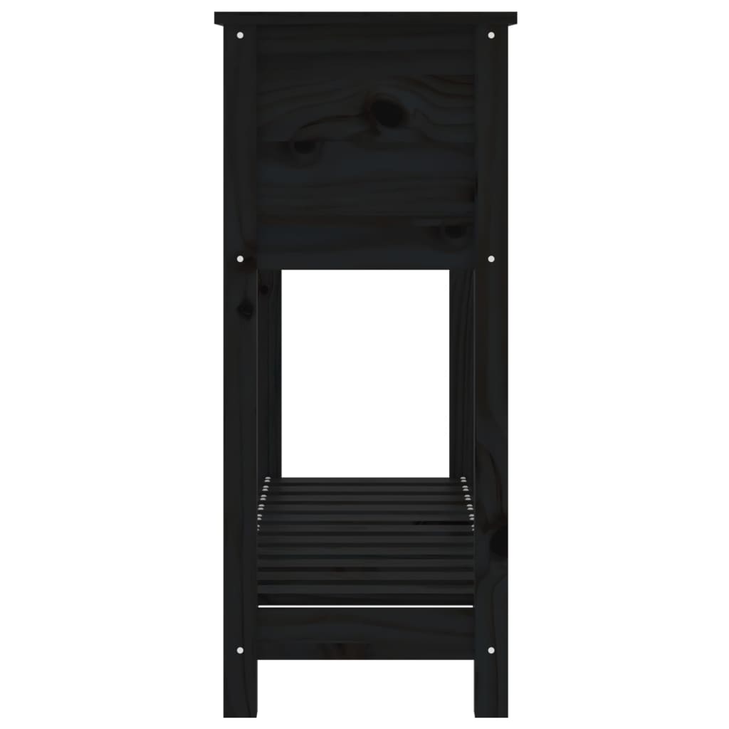 Sadilica s policom crna 111,5x34,5x81 cm od masivne borovine
