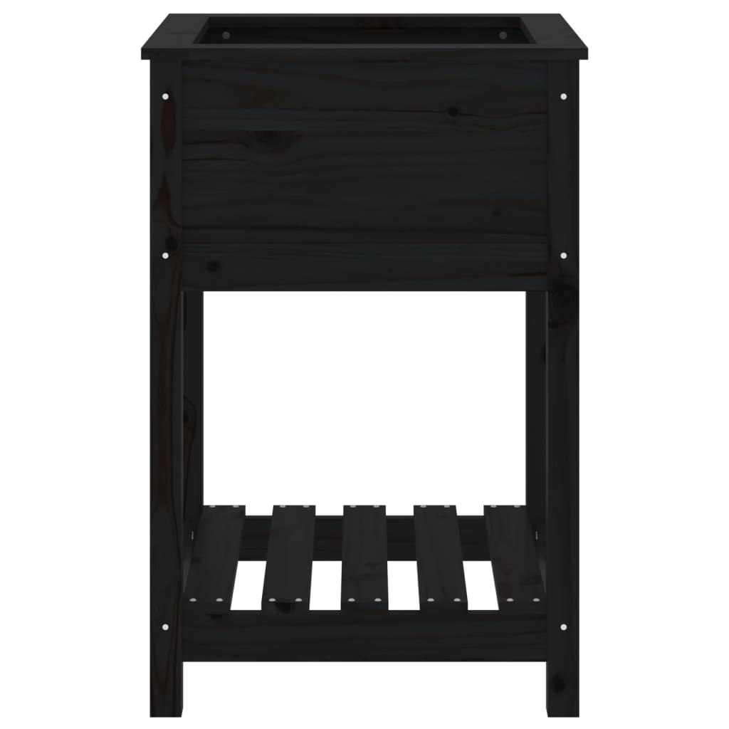 Sadilica s policom crna 54x54x81 cm od masivne borovine