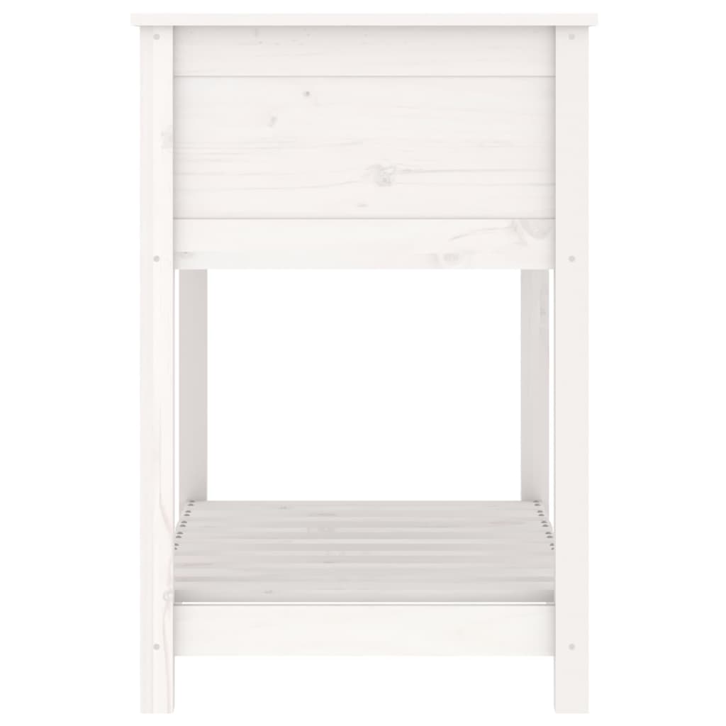 Sadilica s policom bijela 82,5x54x81 cm od masivne borovine