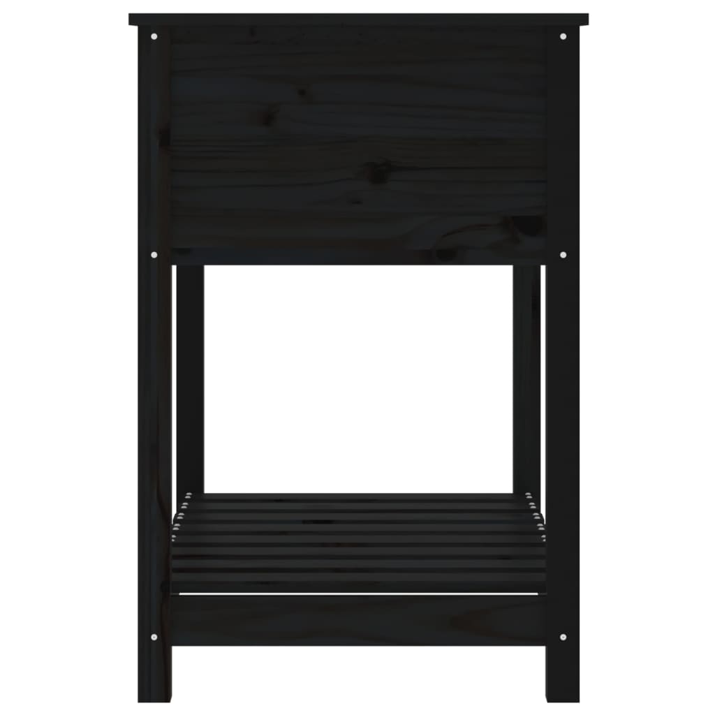 Sadilica s policom crna 82,5x54x81 cm od masivne borovine