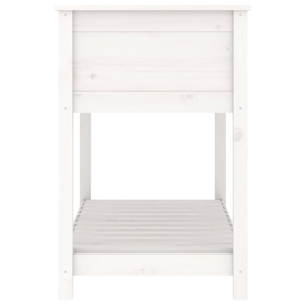 Sadilica s policom bijela 111,5x54x81 cm od masivne borovine