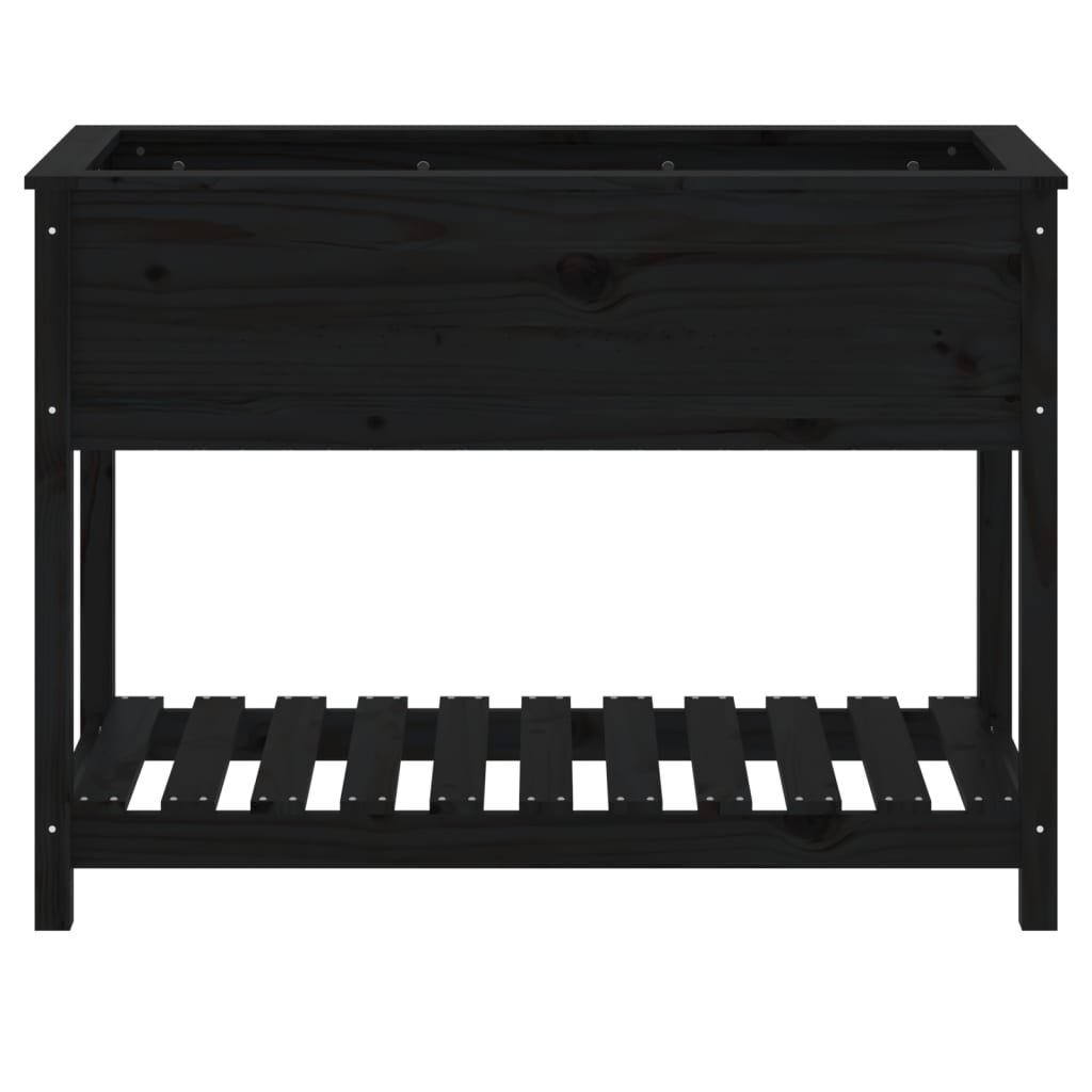 Sadilica s policom crna 111,5x54x81 cm od masivne borovine