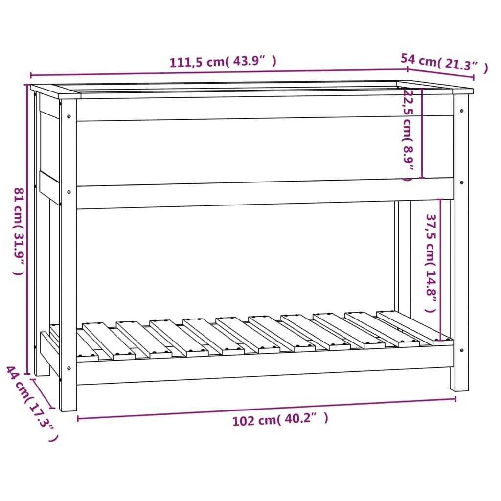 Sadilica s policom crna 111,5x54x81 cm od masivne borovine