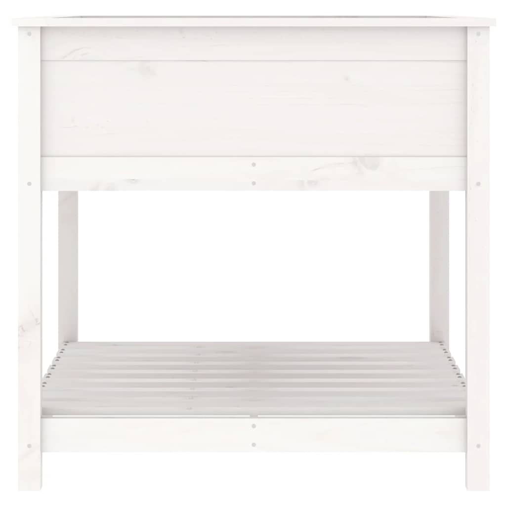 Sadilica s policom bijela 82,5x82,5x81 cm od masivne borovine