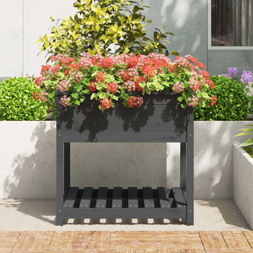 Sadilica s policom siva 82,5x82,5x81 cm od masivne borovine