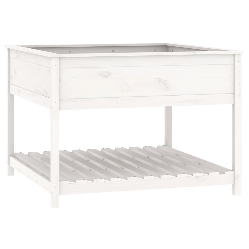 Sadilica s policom bijela 111,5x111,5x81 cm od masivne borovine
