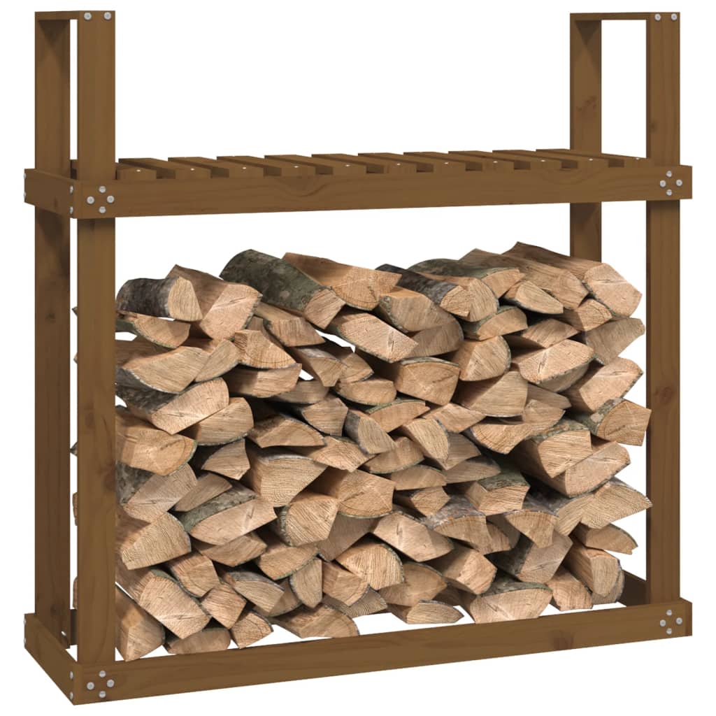 Stalak za drva za ogrjev boja meda 110x35x108,5 cm od borovine