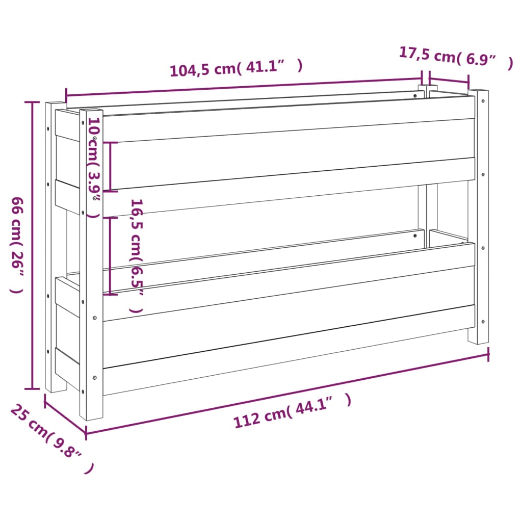 Sadilica siva 112x25x66 cm od masivne borovine